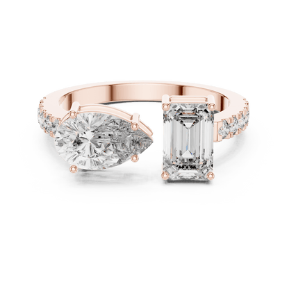 The Toi et Moi Duo Emerald & Pear Lab - Grown Diamond Ring - Suez Diamonds