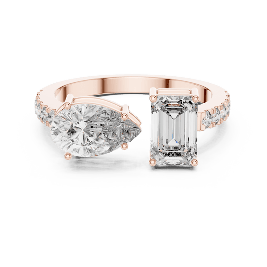 The Toi et Moi Duo Emerald & Pear Lab - Grown Diamond Ring - Suez Diamonds