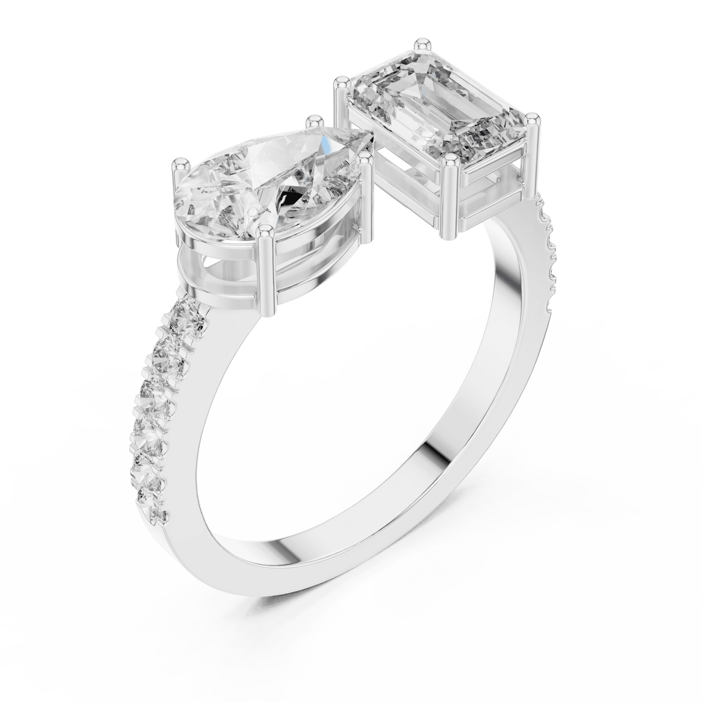 The Toi et Moi Duo Emerald & Pear Lab - Grown Diamond Ring - Suez Diamonds