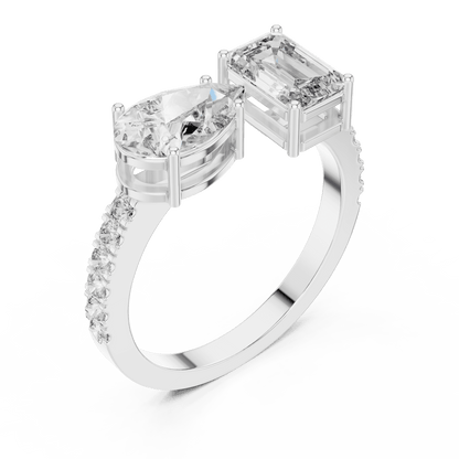 The Toi et Moi Duo Emerald & Pear Lab - Grown Diamond Ring - Suez Diamonds