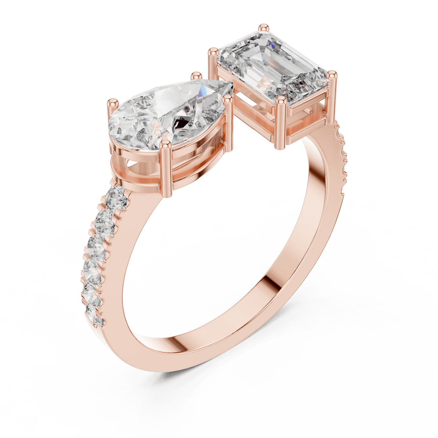 The Toi et Moi Duo Emerald & Pear Lab - Grown Diamond Ring - Suez Diamonds