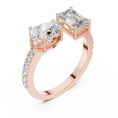 The Toi et Moi Duo Emerald & Pear Lab - Grown Diamond Ring - Suez Diamonds