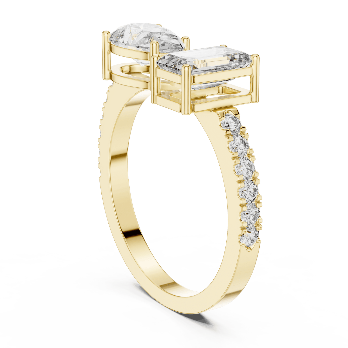 The Toi et Moi Duo Emerald & Pear Lab - Grown Diamond Ring - Suez Diamonds