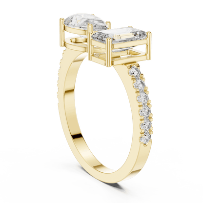 The Toi et Moi Duo Emerald & Pear Lab - Grown Diamond Ring - Suez Diamonds