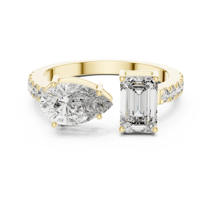 The Toi et Moi Duo Emerald & Pear Lab - Grown Diamond Ring - Suez Diamonds