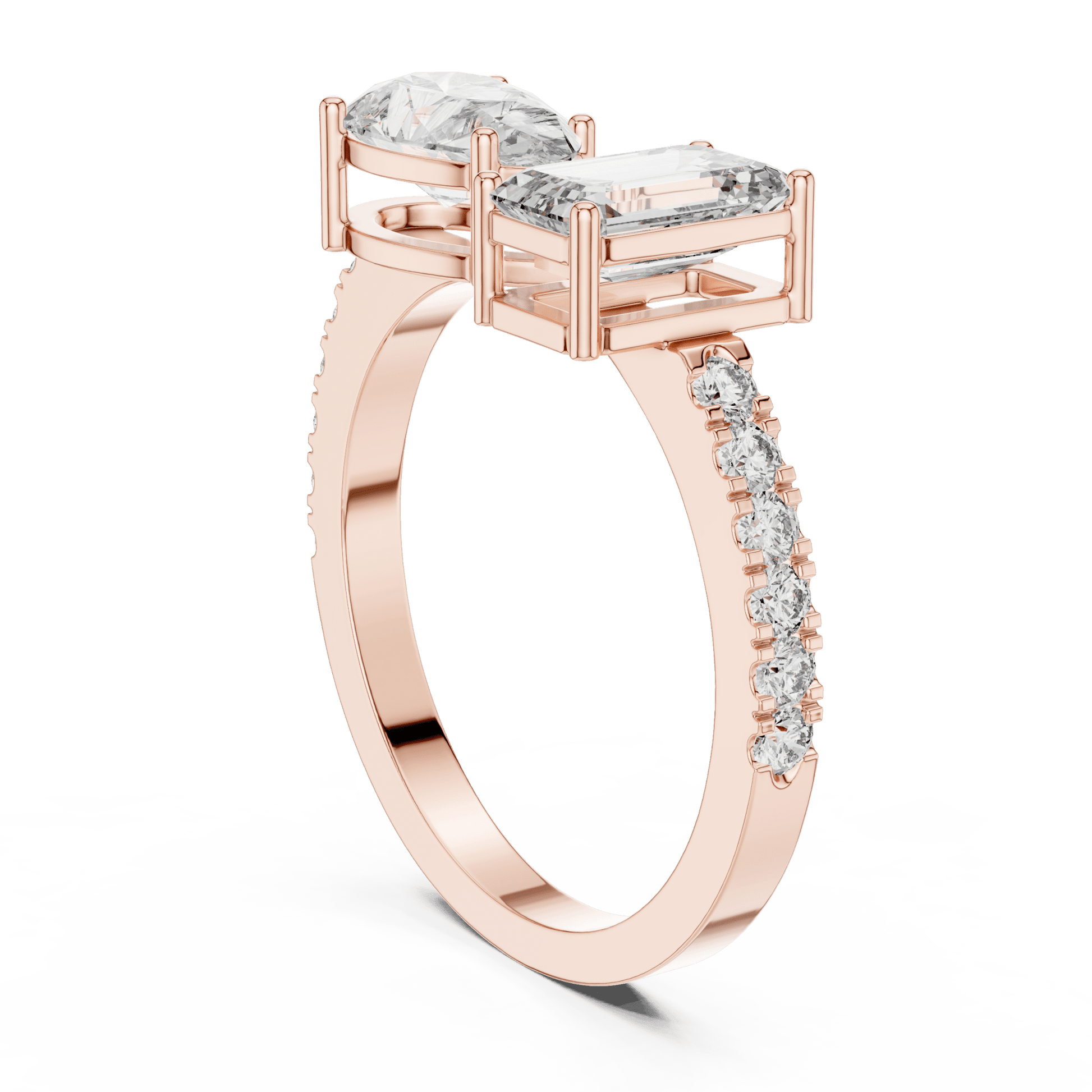 The Toi et Moi Duo Emerald & Pear Lab - Grown Diamond Ring - Suez Diamonds