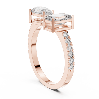 The Toi et Moi Duo Emerald & Pear Lab - Grown Diamond Ring - Suez Diamonds