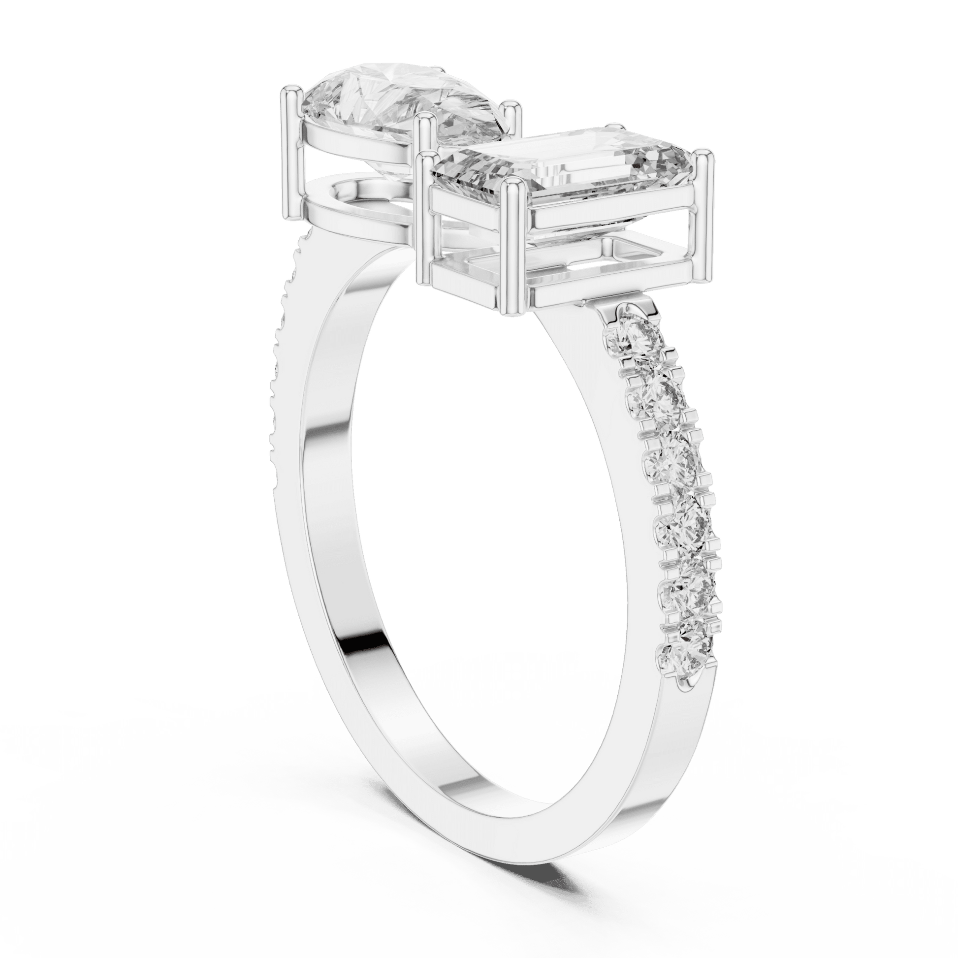 The Toi et Moi Duo Emerald & Pear Lab - Grown Diamond Ring - Suez Diamonds