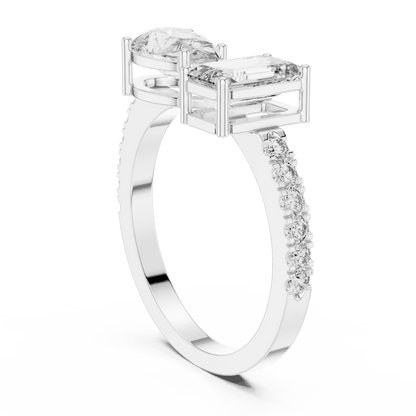 The Toi et Moi Duo Emerald & Pear Lab - Grown Diamond Ring - Suez Diamonds