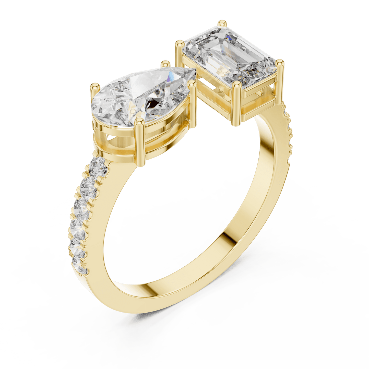 The Toi et Moi Duo Emerald & Pear Lab - Grown Diamond Ring - Suez Diamonds