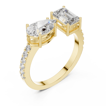 The Toi et Moi Duo Emerald & Pear Lab - Grown Diamond Ring - Suez Diamonds